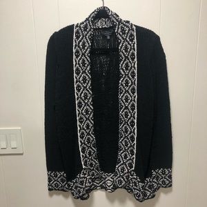 Lucky Brand Black and Cream Sweater Cardigan